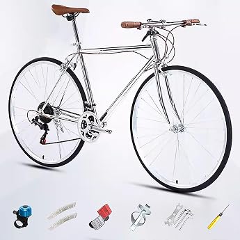 700C Road Bike Single Speed Retro City Bike Carbon Steel Frame Lightweight Bicycle for Girls Boys Men and Women