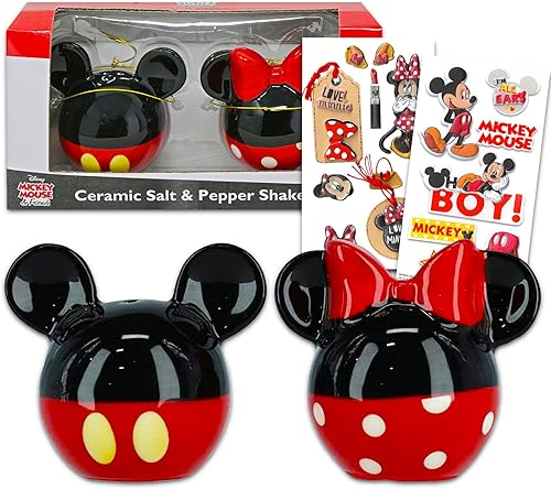 Juego de salero y pimentero de Mickey y Minnie, paquete de accesorios de cocina de Disney con salero y pimentero de Mickey y Minnie, juego de
