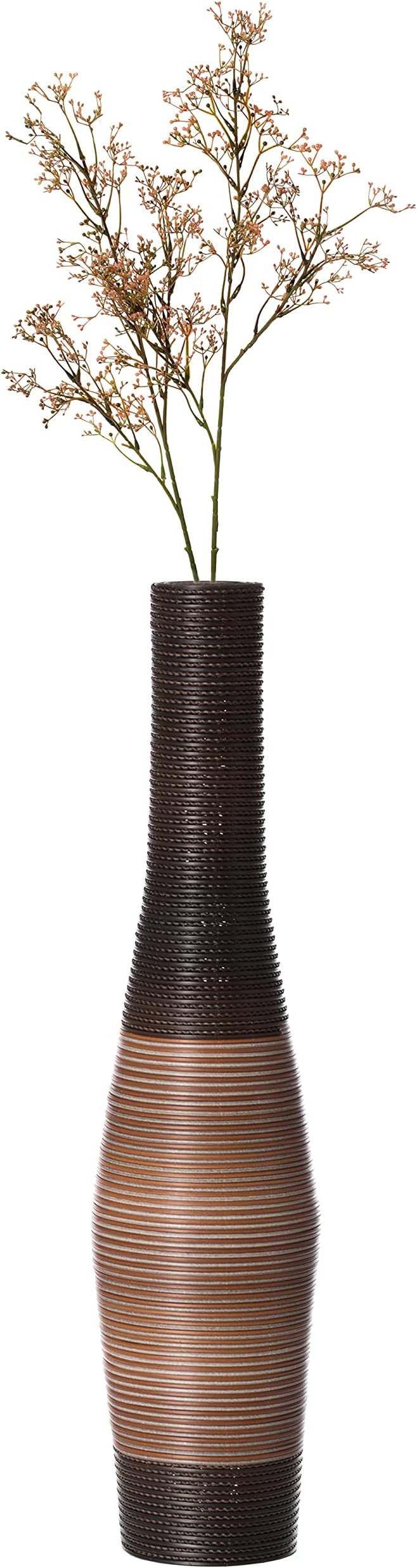 Brown PVC Floor Vase, 41-Inch-Tall, Modern Design, Durable Construction, Suitable for Dried Branches, Silk Flowers, or as Accent Piece
