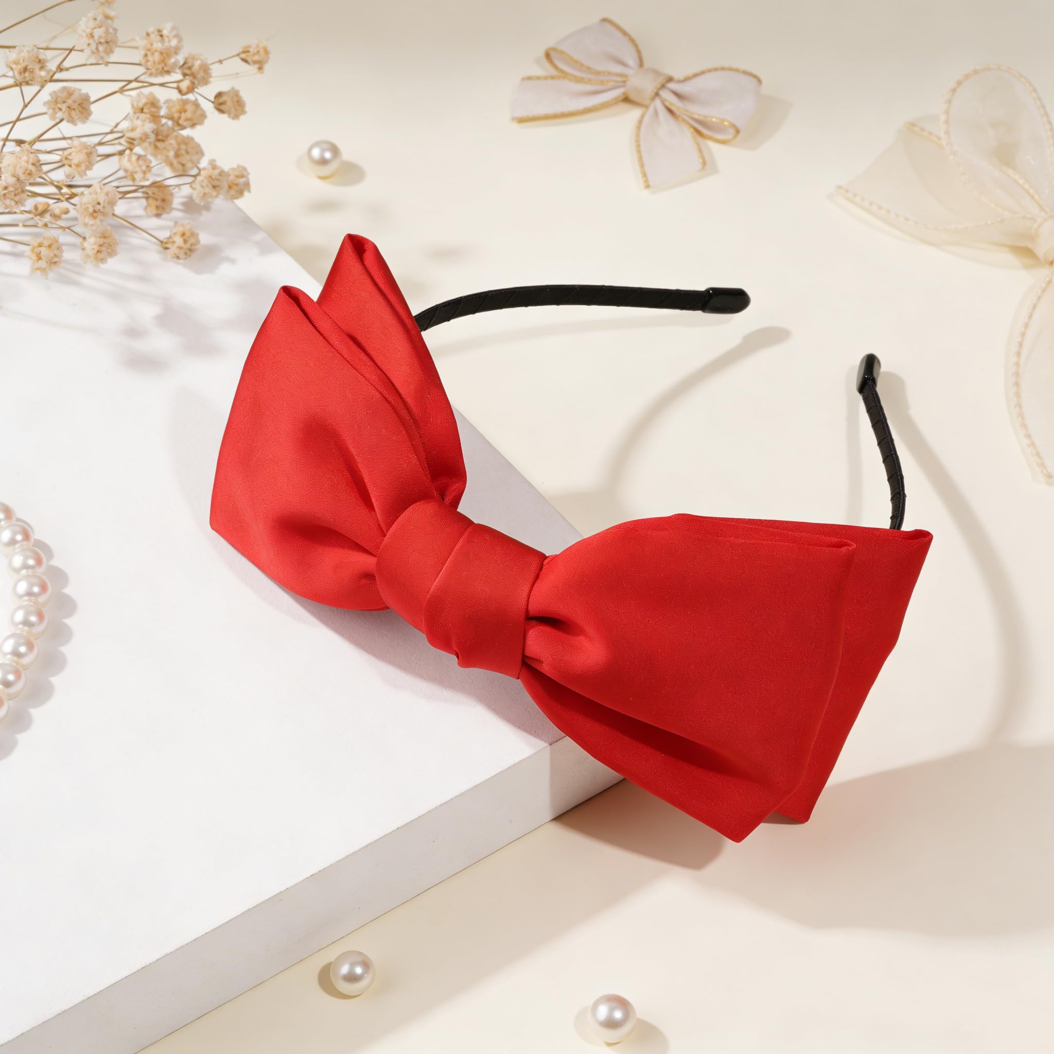 Red Bow Headband Set Festive Hair Accessories for Women Pack of 3 Red Bow Headband Triple Bow Girls Hair Accessory - Etsy main image 2