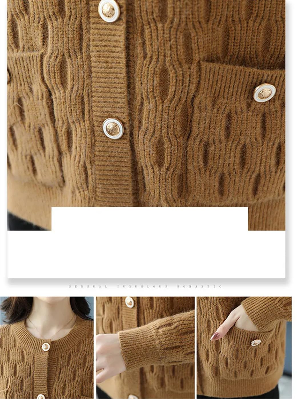 DBFBDTU Cardigan da donna casual a girocollo cardigan cappotto corto cardigan giacca bottoni maglia