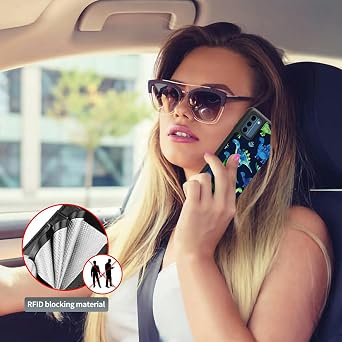 Blue Dinosaur for Nokia C300Wallet Case with Card Holder, RFID Blocking Flip Soft PU Leather Kickstand Magnetic Closure Slim Purse Phone Case for Nokia C110