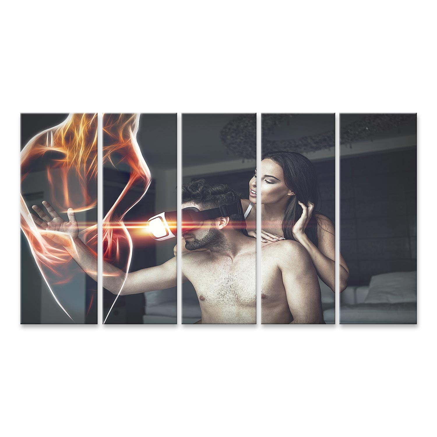 islandburner Immagine su tela coppia gioca donna virtuale cyberspazio vr occhiali casa realtà uomini toccando donne infuocate cybersesso murale murale Immagini per soggiorno GKUU-5P