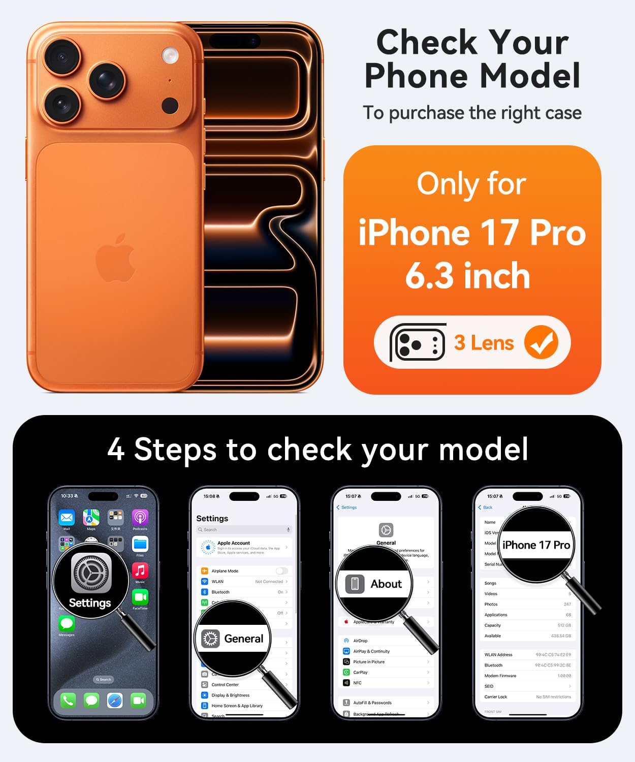 CANSHN Magnetica Cover per iPhone 17 Pro(6,3 Pollici), [Compatibile con MagSafe],[Protezione Completa Della Fotocamera], Custodia Protettiva Antiurto per Telefono,Trasparente