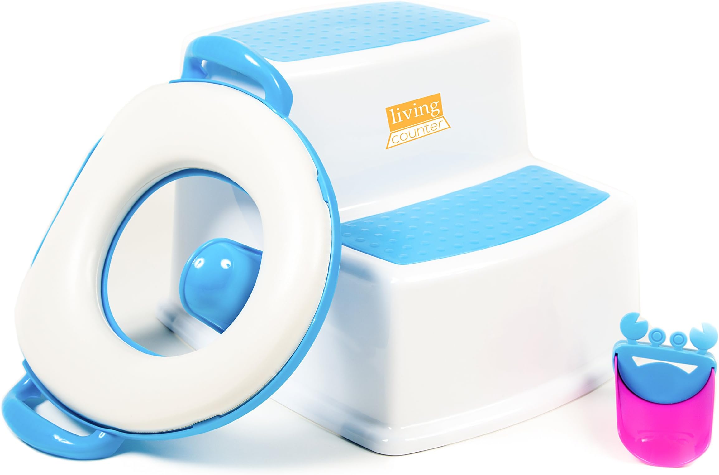Step Stool For Kids and Toddlers Dual Height With Handles, Potty Training Toilet Seat, Faucet Extender. 1 Set Bundle