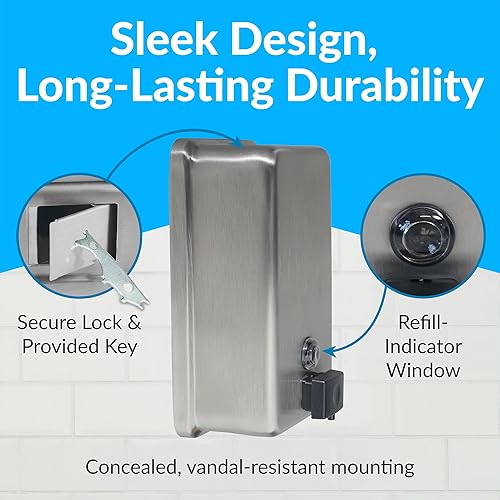 Miniatura 4 de Bobrick 2111 ClassicSeries despachador para jabón para montura sobre superficies 40 onzas acero inoxidable