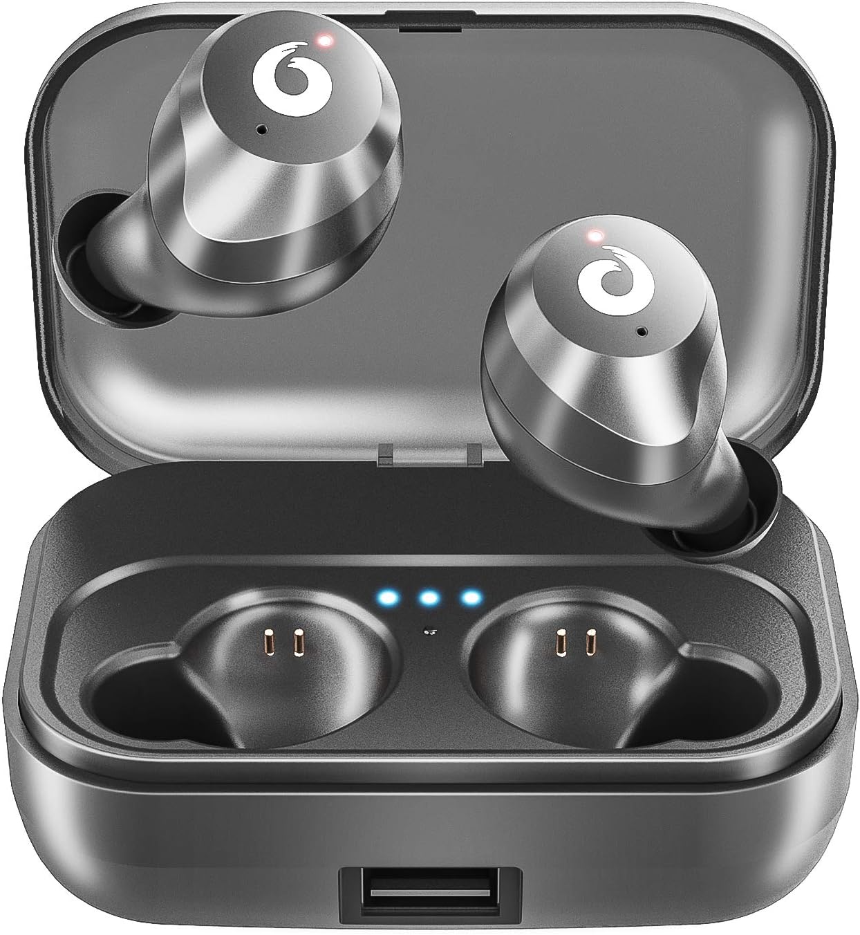 Bluetooth Wireless Earbuds, Bluetooth Headset Wireless Earphones IPX7 Waterproof Bluetooth 5.0 Stereo Hi-Fi Sound with 2200mAh Charging Case (Black)