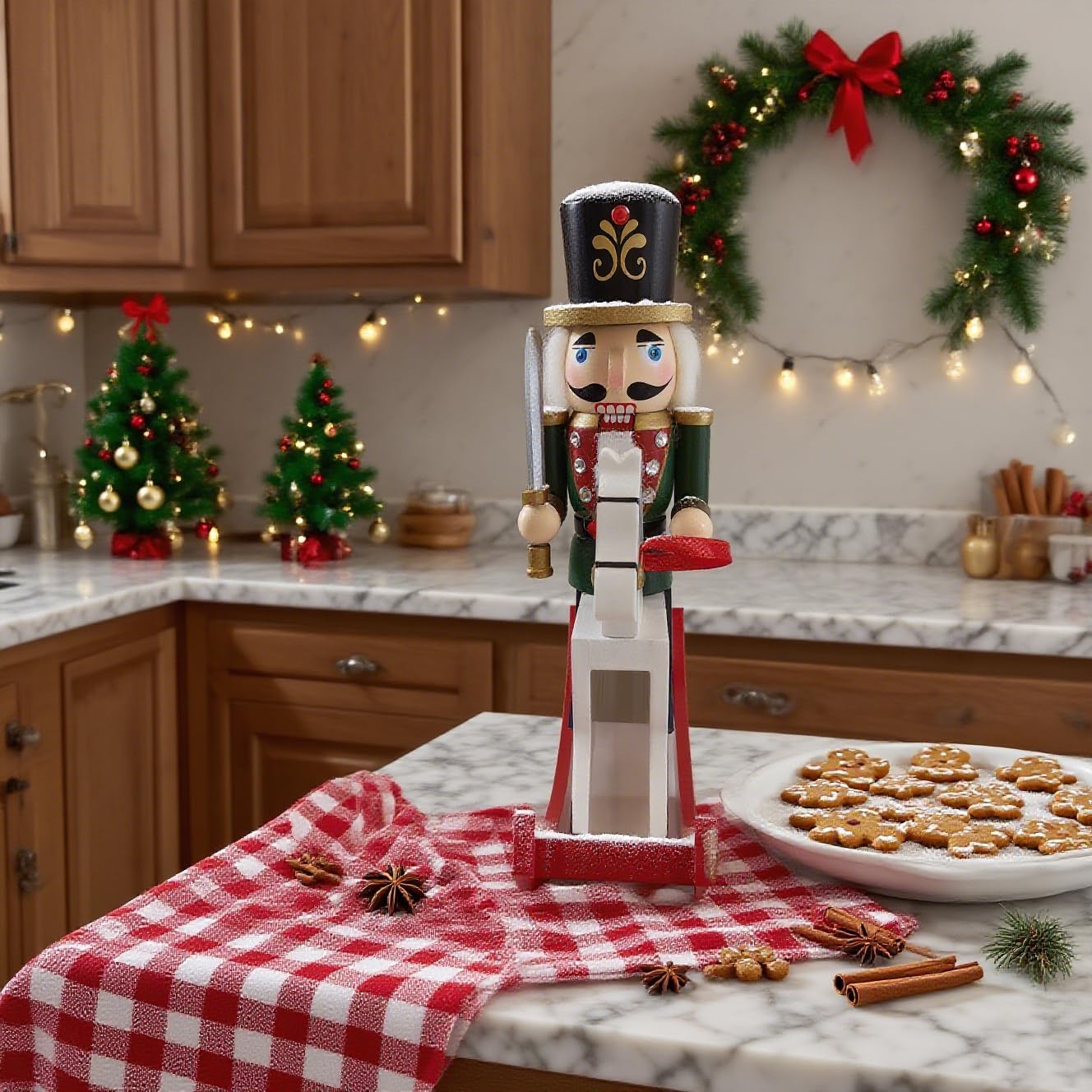 Christmas Nutcrackers Figures, Nutcracker Christmas Decor, Traditional Painted Wooden Nutcracker Rocking Horse Soldiers Ornaments, 8.5 * 2.5 * 10 in, Green