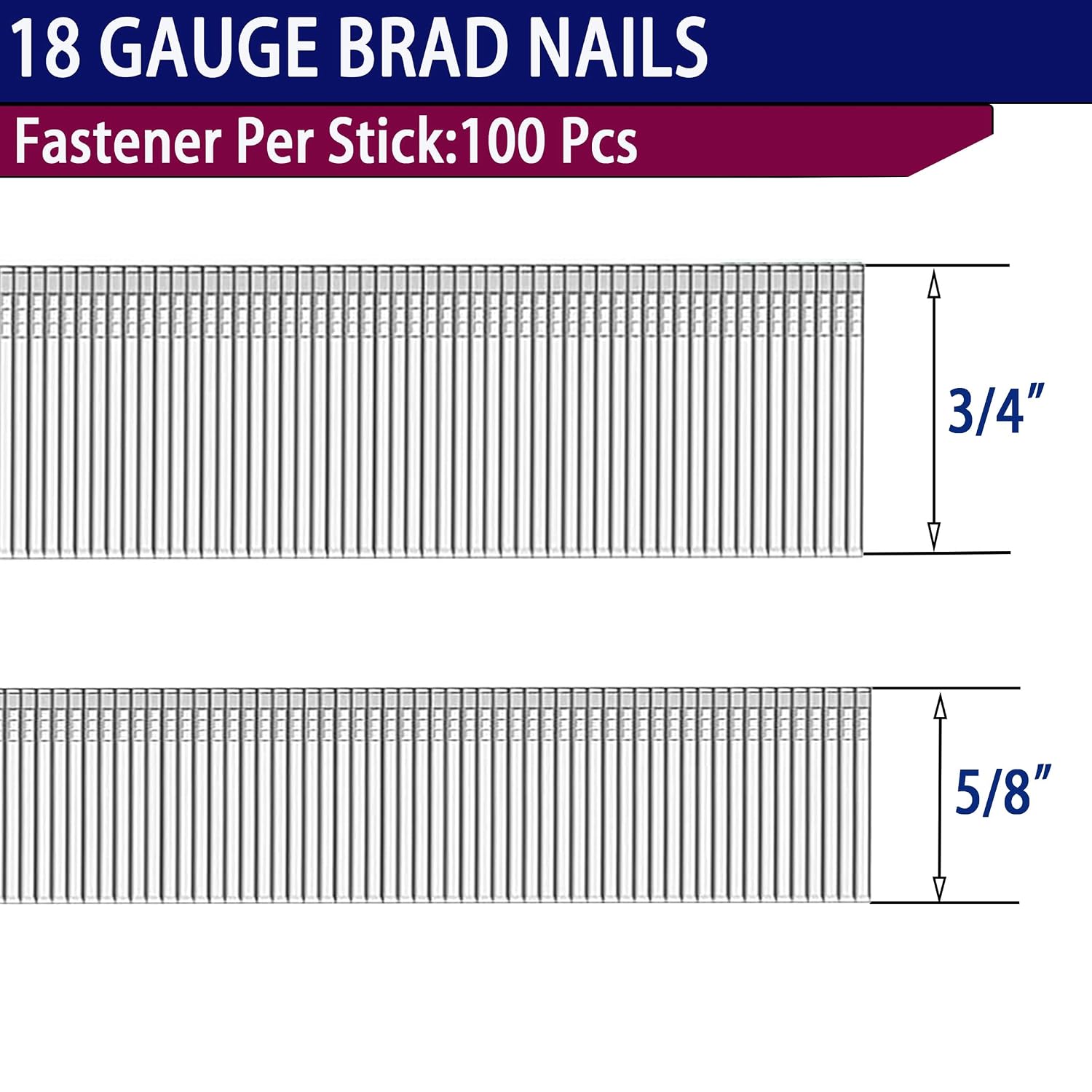 HW HAMWOO 18 Gauge 1800PCS,1/4" Narrow Crown Staples (1/2"- 400; 3/4"- 400; 1"- 400) and Brad Nails (5/8"-300,3/4"-300), Suitable for Most Brand of 18 Gauge Stapler