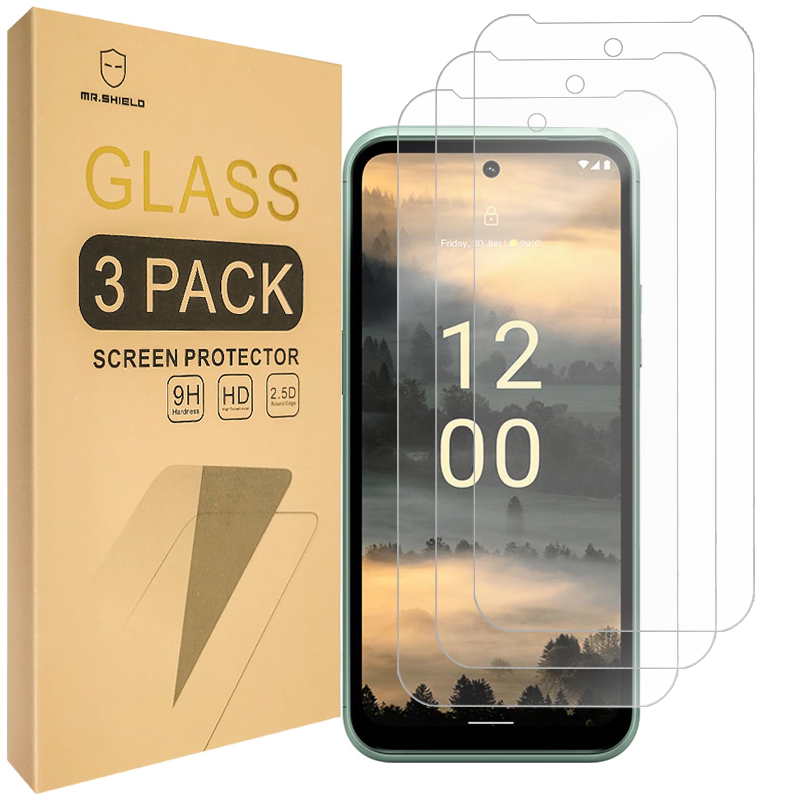 Mr.Shield [3-Pack] Screen Protector For Nokia XR21 / HMD XR21 [Tempered Glass] [Japan Glass with 9H Hardness] Screen Protector