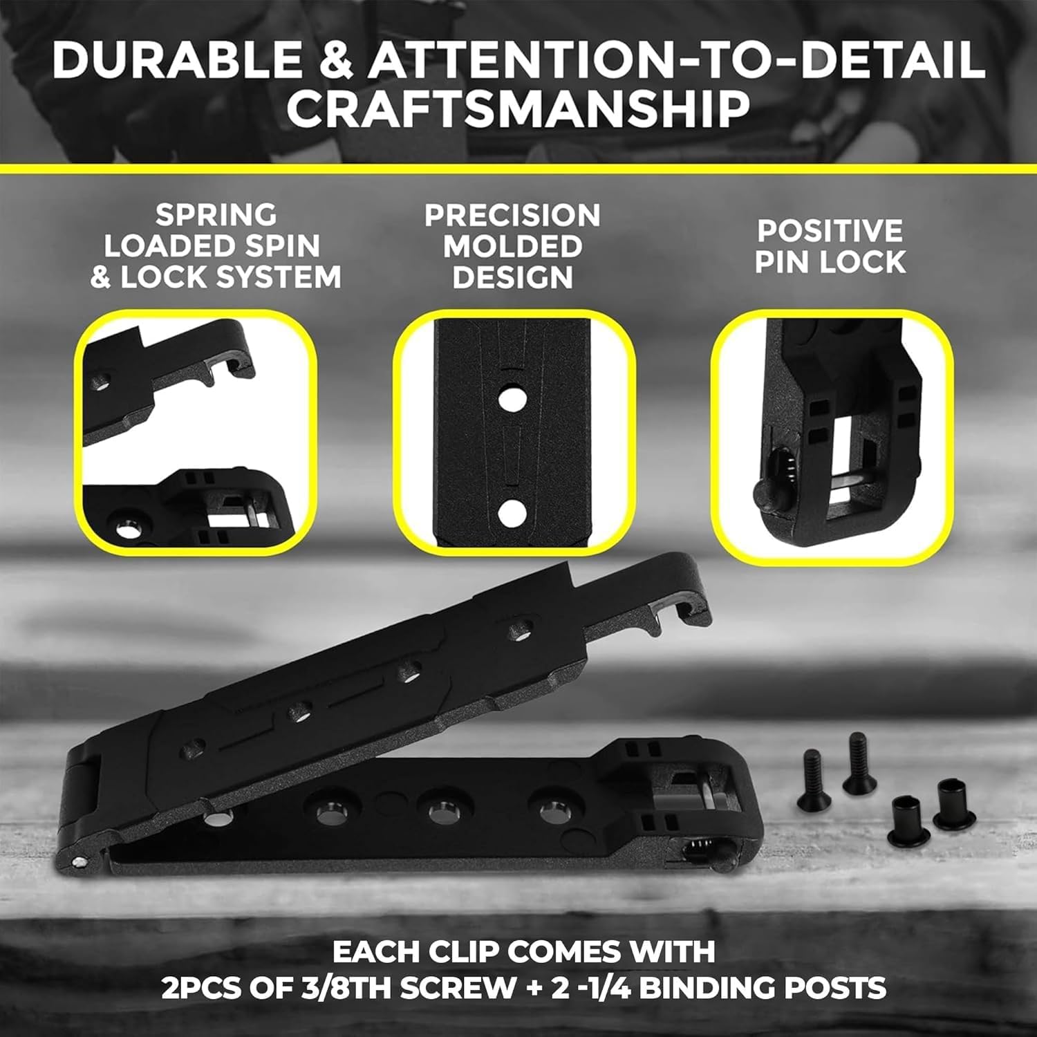 Molle Attachment – Quick Locking Belt Clip with Mounting Hardware for Holsters, Mag Pouches, Knife Sheaths, Vests – Available in Size (1", 2", 3", 5") & Pack (2 & 4) – USA Made
