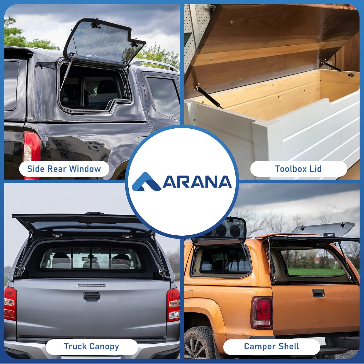 ARANA Gas Struts 12 inch 20lb Gas Shocks Springs C16-10618 12" 89N Gas Props Lift Supports for Truck Toolbox Lid Weatherguard Tool Box Camper Shell Topper Window Canopy Cap C16-15053, 2Pcs