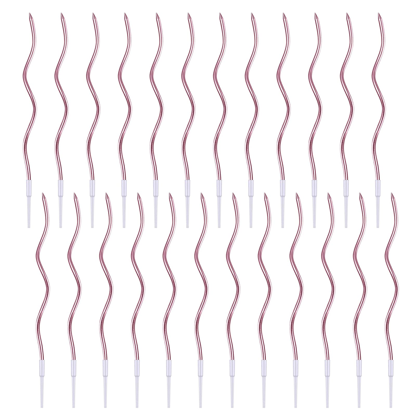 Juhonnz Rose Gold Spiral Birthday Candles,24 Pcs Metallic Cake Candles With Holder For Birthday Wedding Party Cupcakes Topper Decorations,
