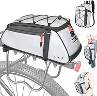 HuiJuKeJi 12L Reflective Waterproof Bike Trunk Bag - 3-in-1 Multifunctional Rear Rack Pannier Backpack for Cycling Commuting Hiking