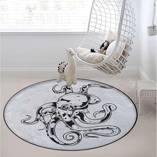 Miniatura 2 de Kraken - Tapete para silla de piso de madera dura, con cancelación de ruido, tapete redondo antideslizante para silla de oficina, para el hogar,