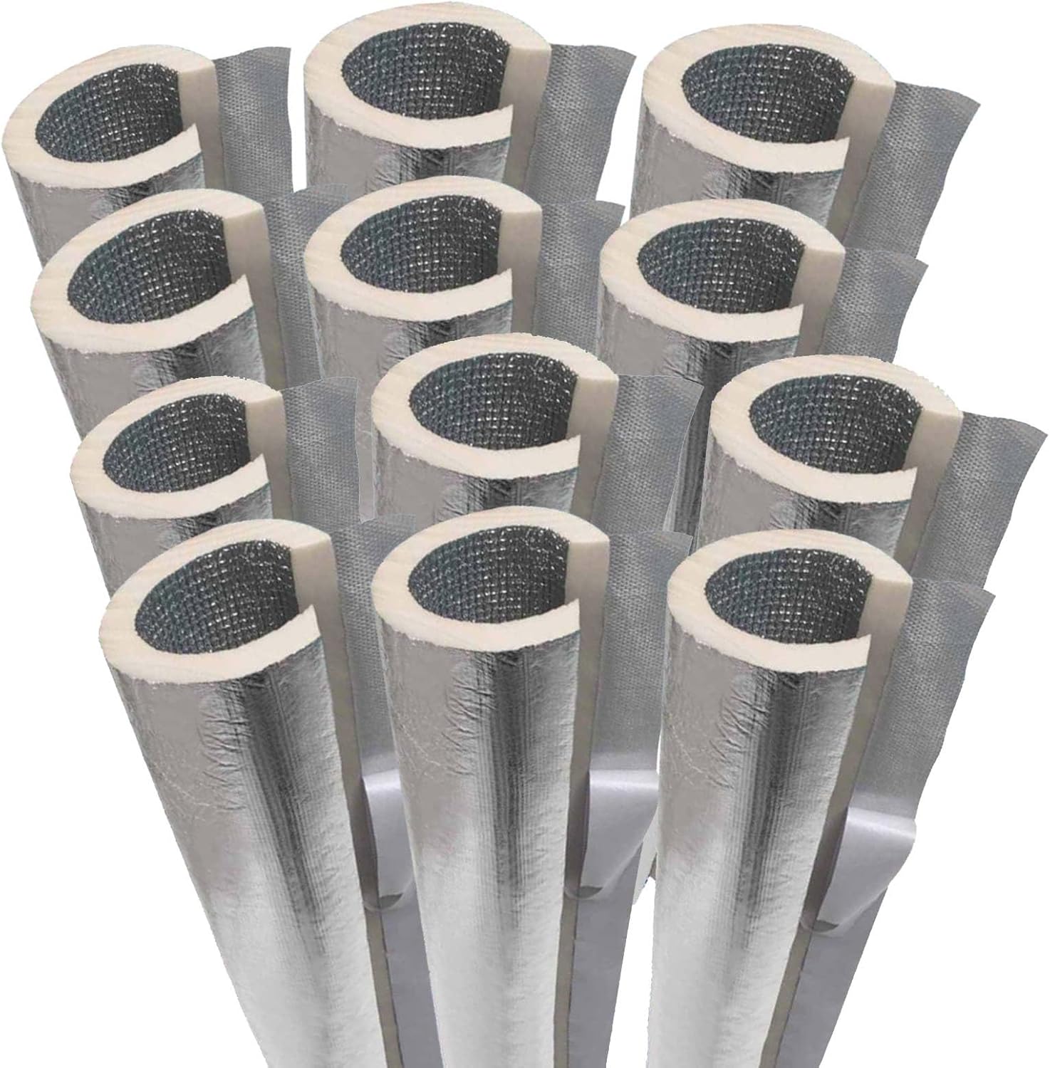 Antifreeze Pipe Insulation Foam Tubing - Self-Sealing Foil Cover for Outdoor Solar Water Pipes - 4/5 to 1-1/3 ID Protection