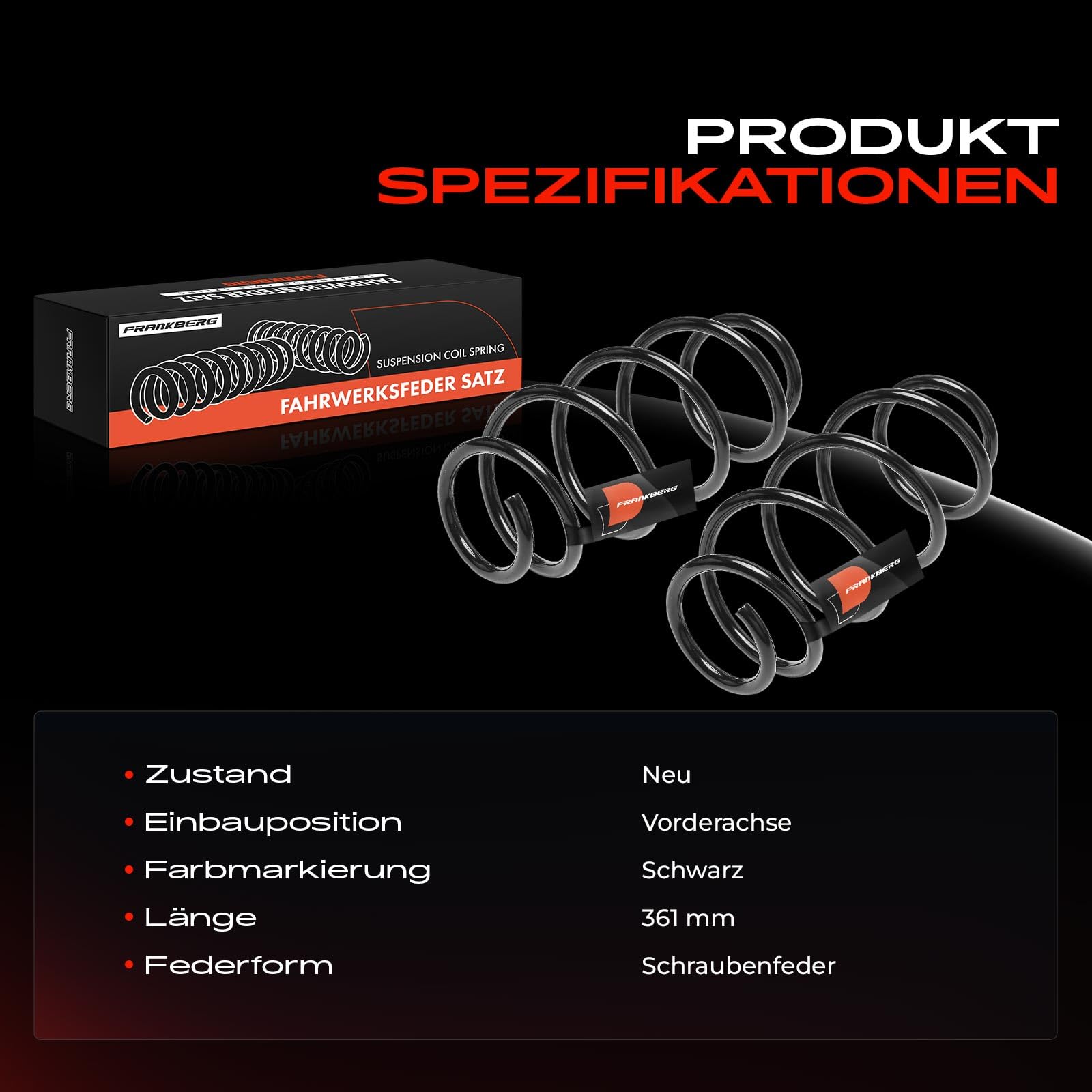 Frankberg Sprężyny; sprężyny podwozia; łożyska sprężynowe; amortyzator; sprężyna; sprężyna; odbojnik; sprężyna spiralna; zestaw sprężyn; sprężyna śrubowa; Replace 93171638