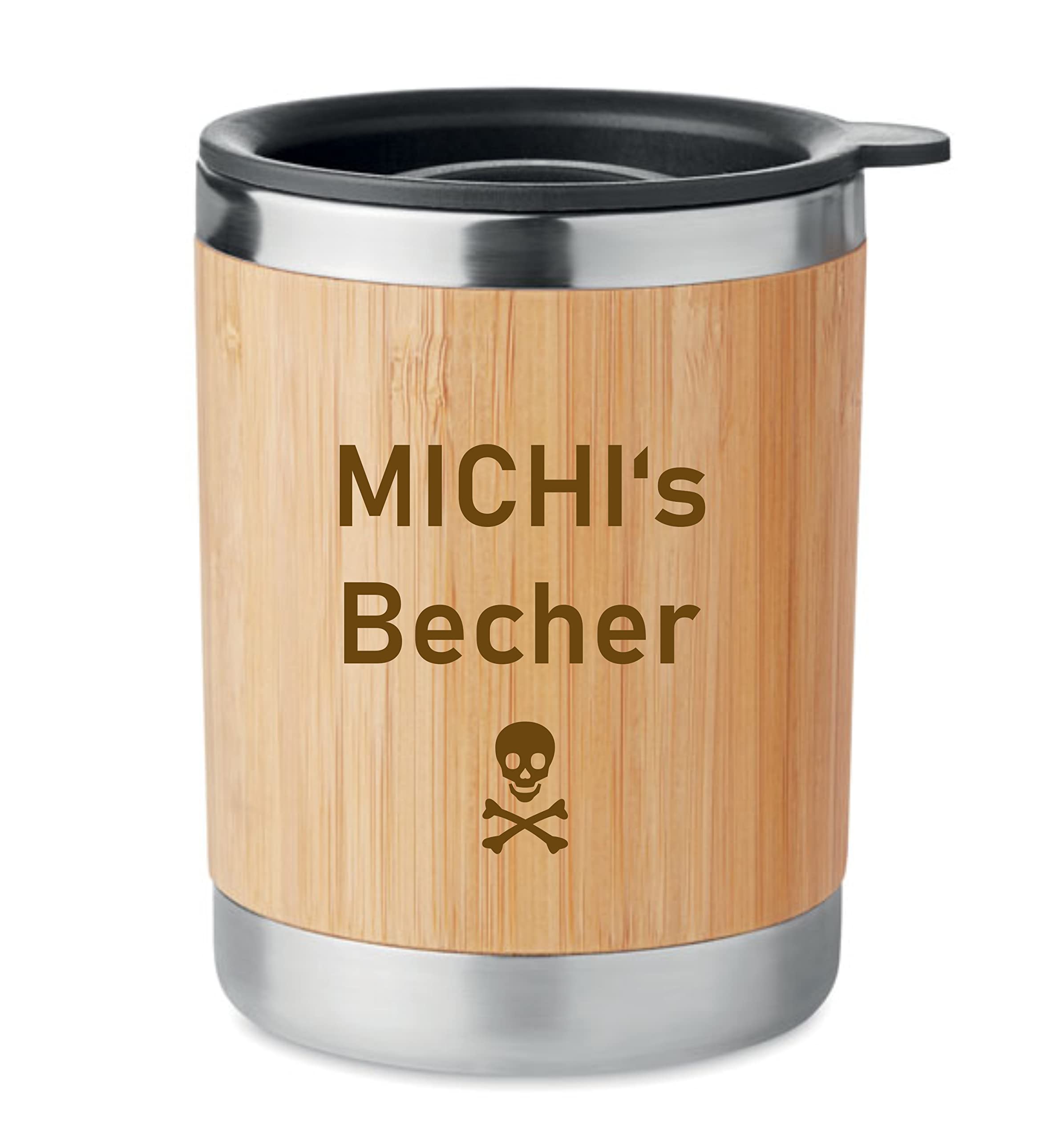 Schmalz Doppelwandiger Isolierbecher aus Bambus inkl. Gravur graviert,  nachhaltig Holz Thermobecher mit Deckel Trinkffnung Bambus Edelstahl 250  ml (Becher) : Amazon.de: Kche, Haushalt & Wohnen