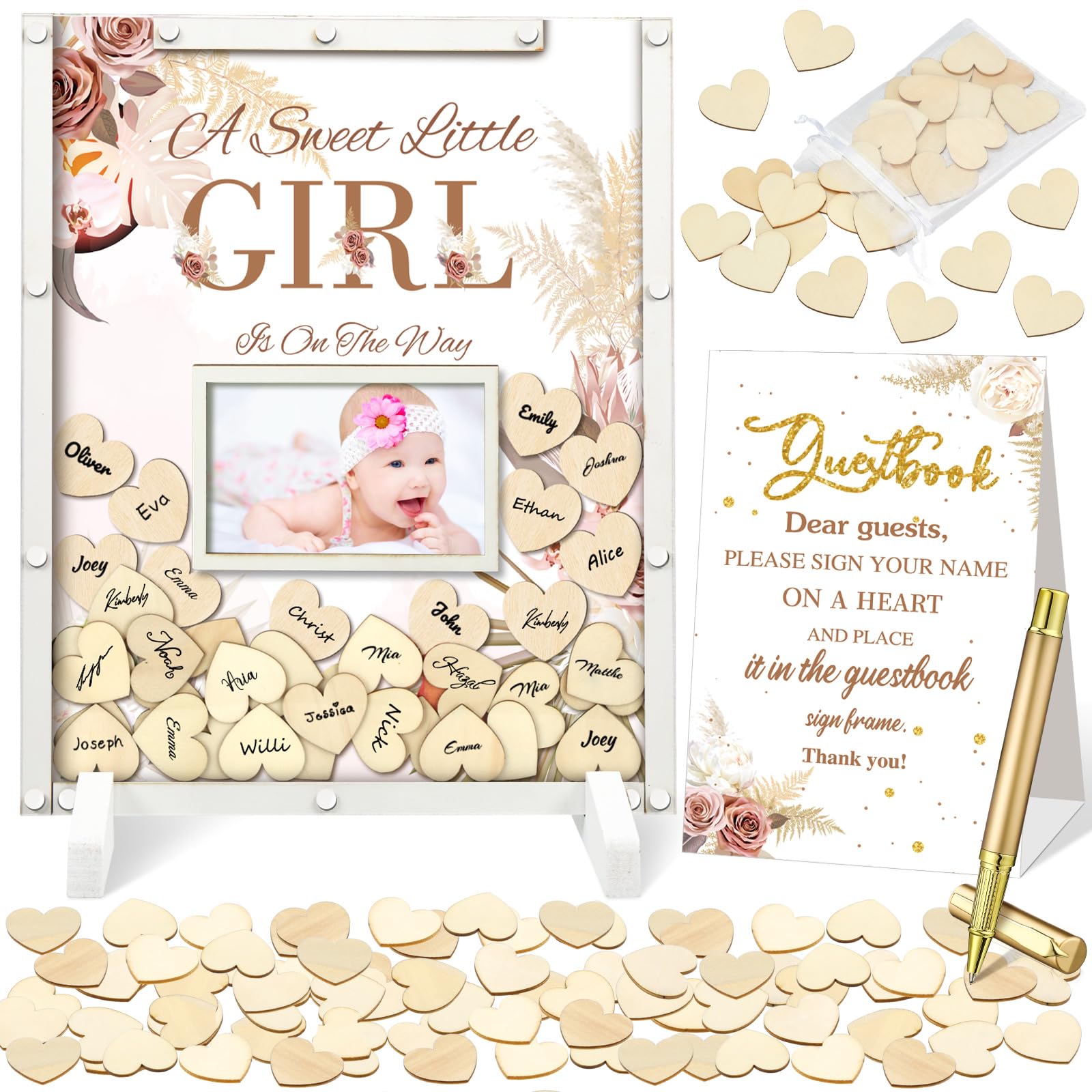 Beeveer 65 Pcs Boho Baby Shower Guest Book Alternatives