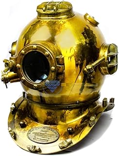 Nautical Replica Hub Casco de buceo de los Estados Unidos Mark V de acero sólido original antiguo de 45,72 cm, color amarillo