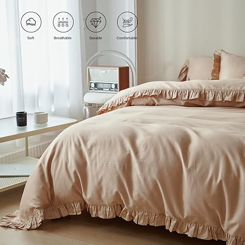 Miniatura 4 de Simple&Opulence Funda de edredón para niños 100% algodón con volantes individual (68 x 86 pulgadas), 2 piezas, 1 funda de edredón, 1 funda de