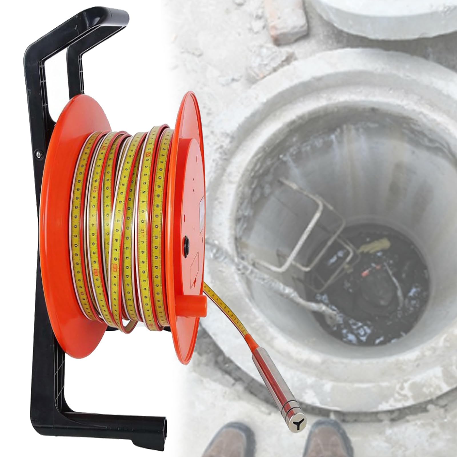 FBJAMZ Well Water Depth Gauge,Water Level Meter Well Water Level Indicator for Borehole,Accurate Liquid Level Measuring Tool 200m