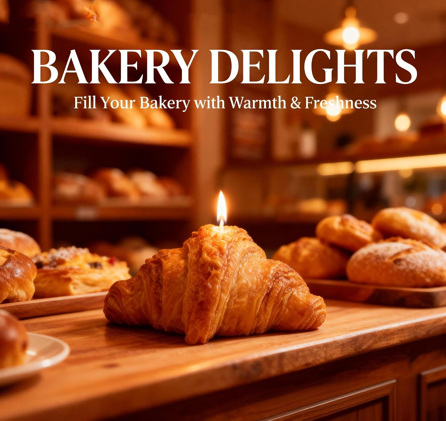 Croissant-Shaped Scented Candle,Realistic Soy Wax Blend Dessert Candle