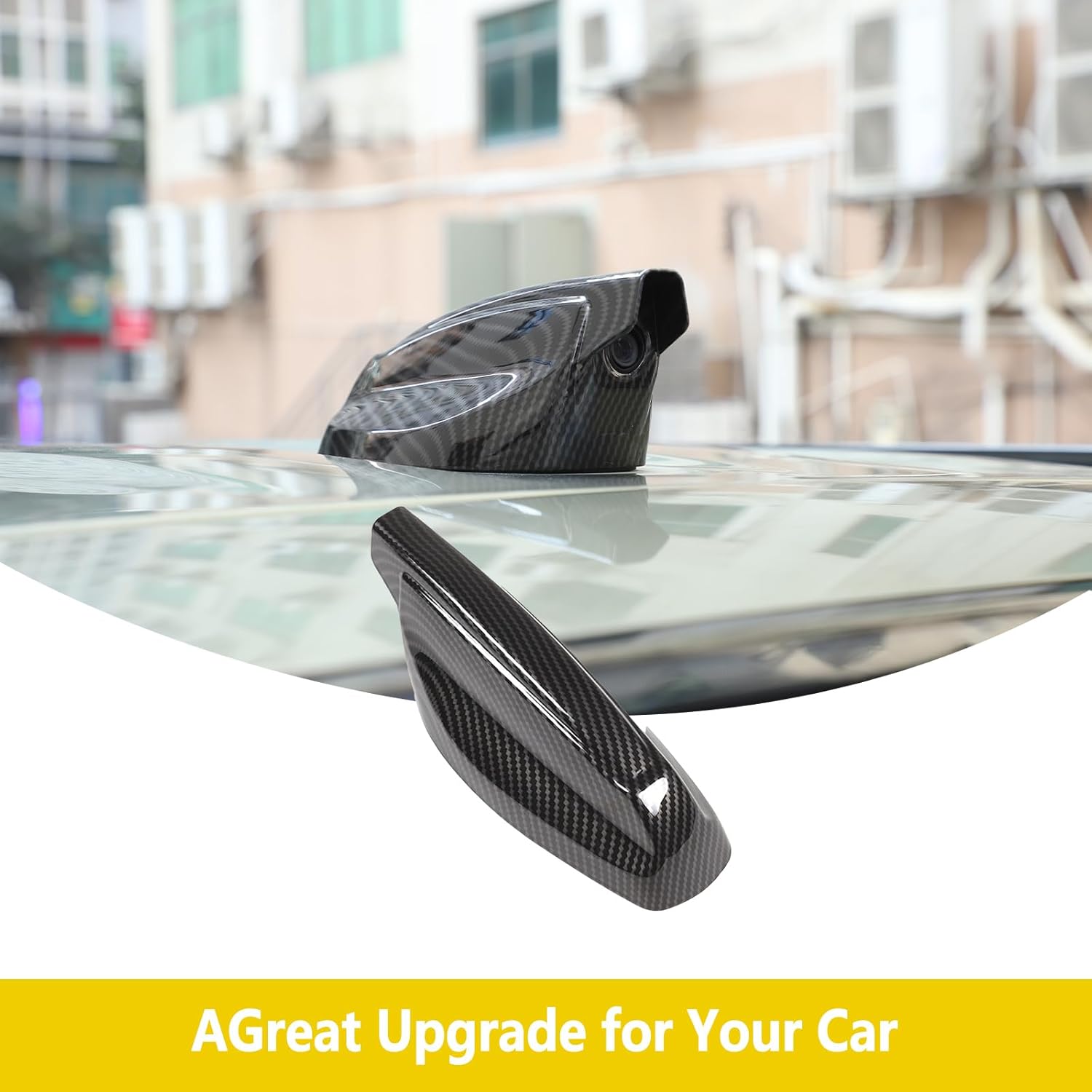 Car Shark Fin Antenna Cover Compatible with Land Rover Defender 90 110 130 2020-2024 Roof Antenna Cover ABS Shark Fin Aerial Antenna Decorative Cover (Carbon Fiber Texture)