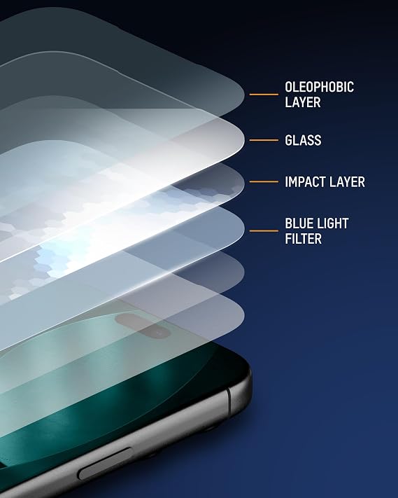 Mous Anti-Blue Light Screen Protector Compatible with iPhone 17, Shatterproof