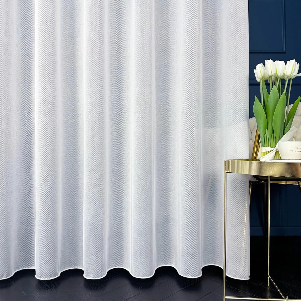 Tenda Bianca Jacquard 400x280 cm (LxA) Nissi Corta e Lunga con Nastro Arricciatenda per Soggiorno Cucina Camera da Letto