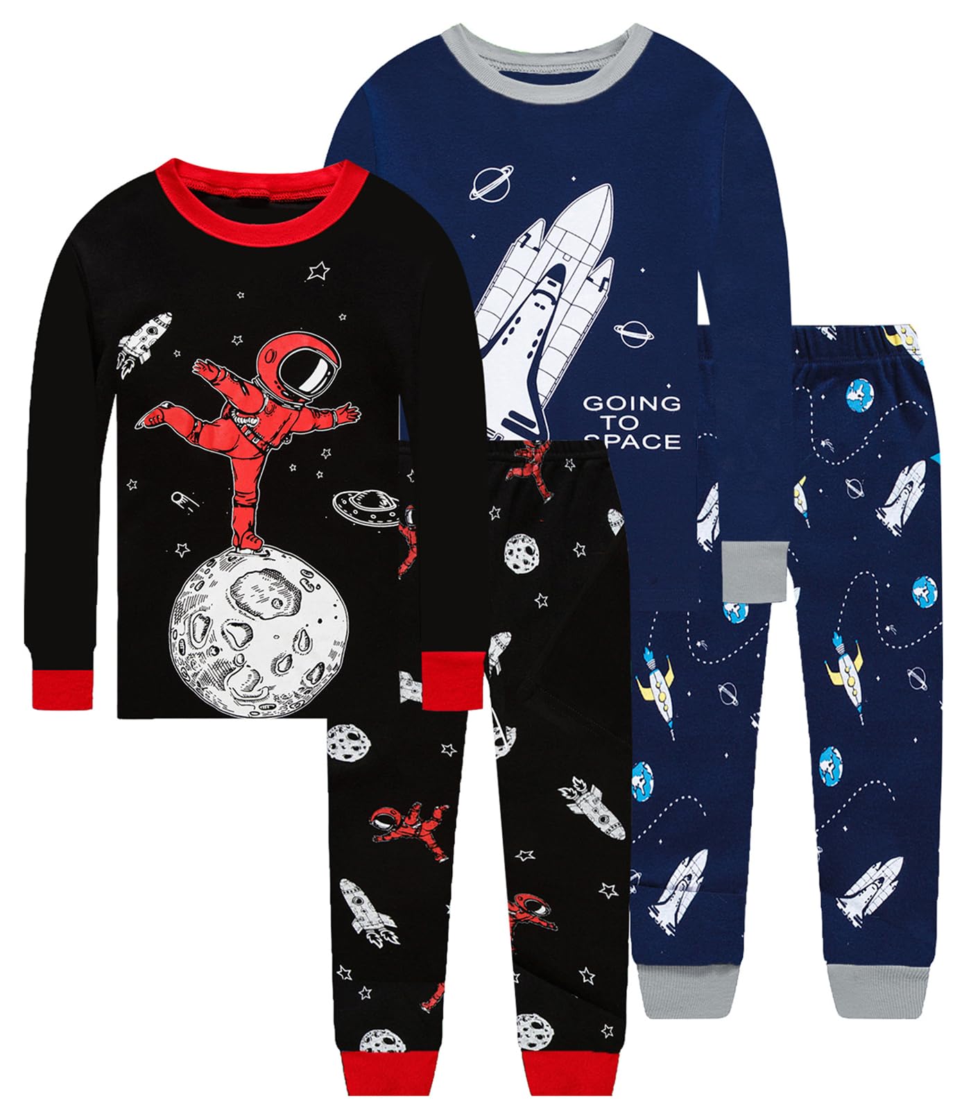 Little bety Cotton 4 Piece Pajamas Boys Long Sleeve Sets Toddler Boys Pjs Kids Sleepwear Sets