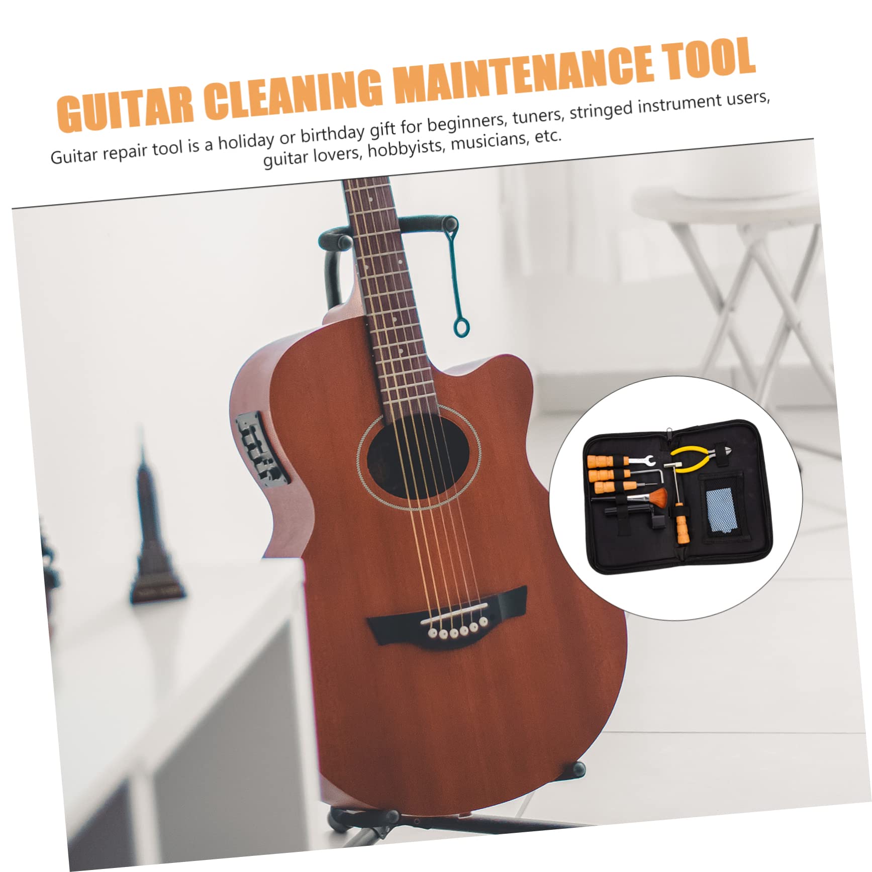 TOYANDONA 1 Juego De Herramientas De Reparación De Guitarra Kit De Limpieza De Guitarra Soporte Para Lima De Trastes De Guitarra Caja De Herramientas Púas De Guitarra Kit De Guitarra