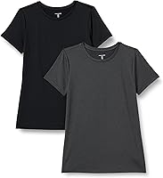 Vista 68 de Yaxa Essentials Camiseta de manga corta con cuello redondo para mujer, de secado rápido, para entrenamiento, gimnasio, paquete múltiple Tinte