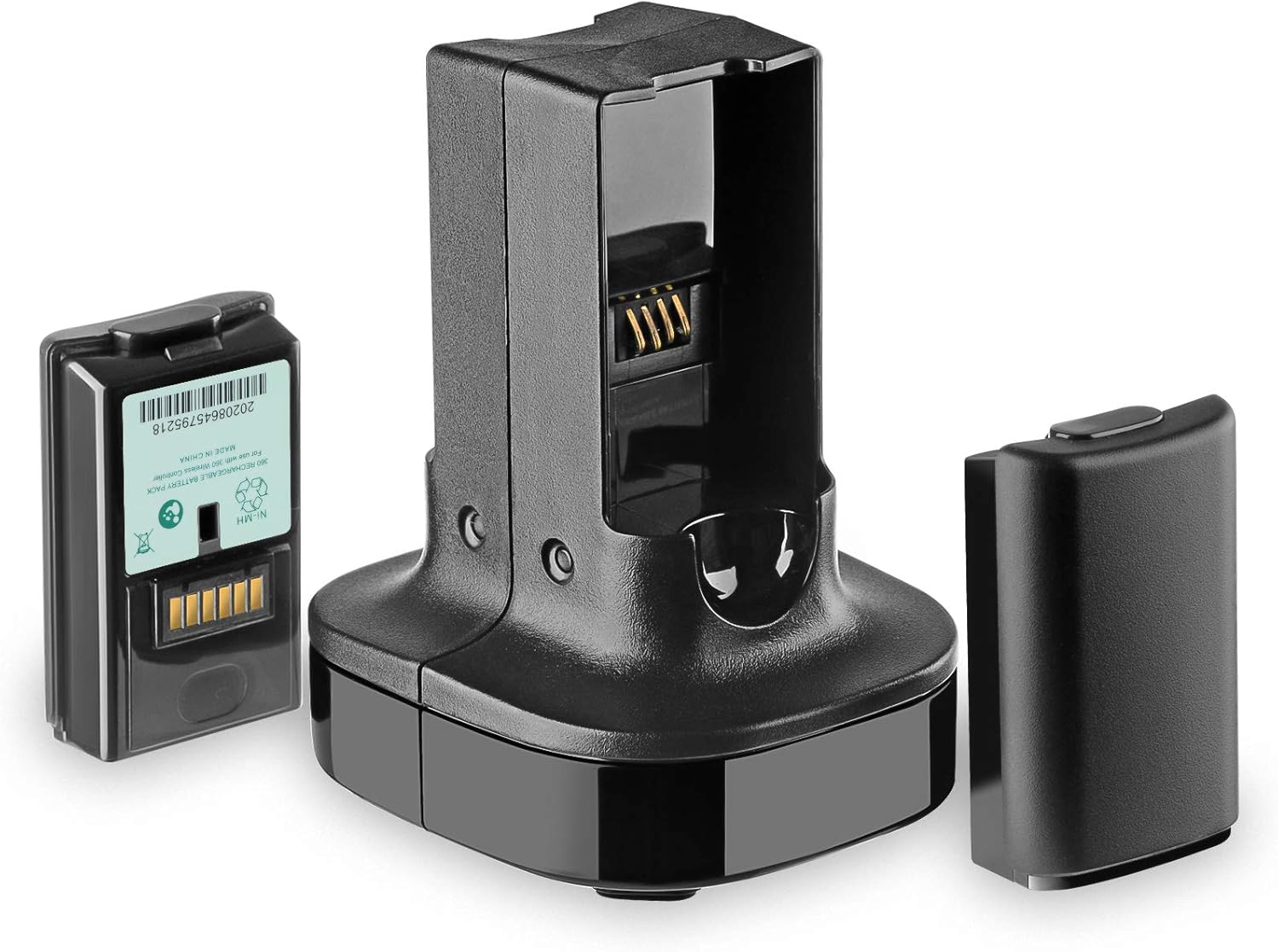 VSEER Compatible with Xbox 360 Controller 2 Pack Rechargeable Battery with Dual Charging Station Dock Stand Base (2pcs 1200mah High Capacity Controller Batteries and Docking Charger)