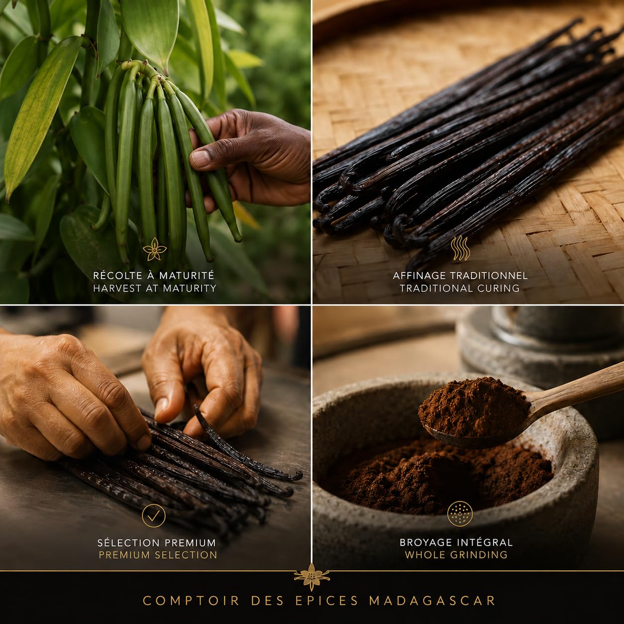 Comptoir Des Epices Madagascar Vainilla - Polvo de vainilla Bourbon (150 g) - vaina de vainilla pura molida - para café - Pastelería - Desertos - Cocina - Infusion (empresa francesa)