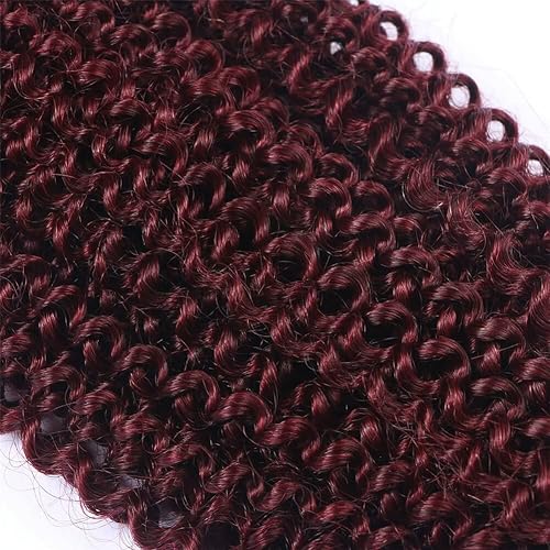 Miniatura 6 de Extensiones de cabello humano rizado 99J de color puro de 10 a 30 pulgadas, sin procesar, 99J, cabello afro rizado rojo vino, 3 piezas para mujer