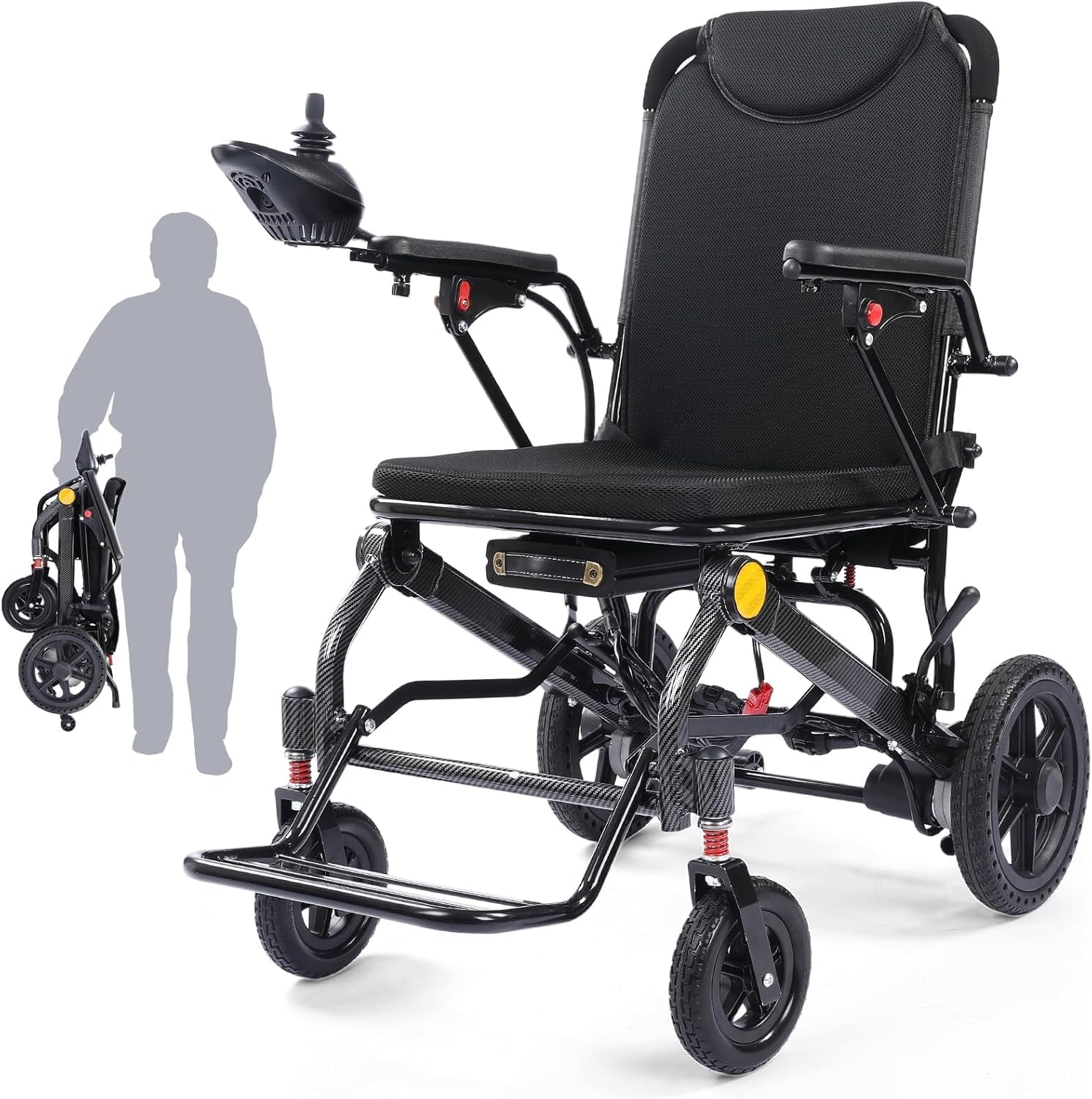 YGNVMCXJG Transfer Wheelchair Lightweight Foldable, Travel Transport Wheelchair for Adults, Airplane Travel Wheelchair with Aluminum Frame