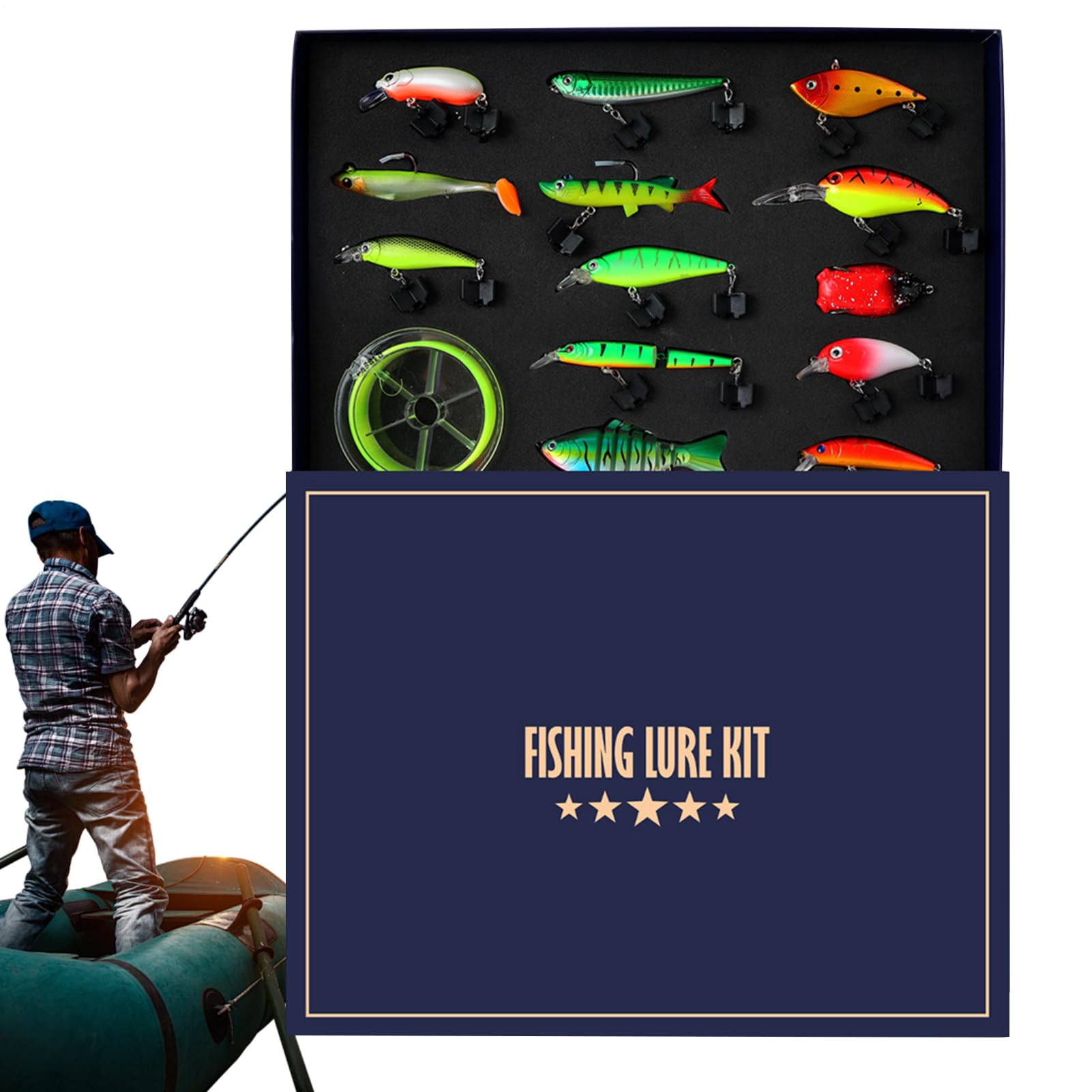 Kit Di Esche Set Di Attrezzatura Per Esche Artificiali | Kit di per la Pesca Per Lago Stagno Vacanza Famiglia Notte Lago Stagno Vacanza Famiglia Notte