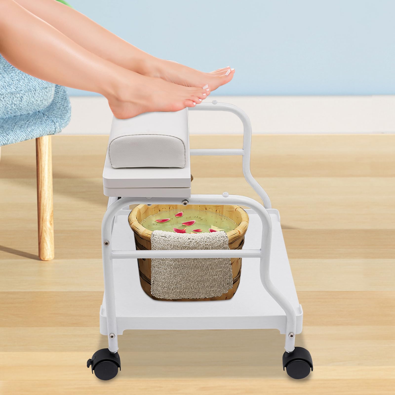 Carrito de herramientas para baño con ruedas ajustable para pedicura