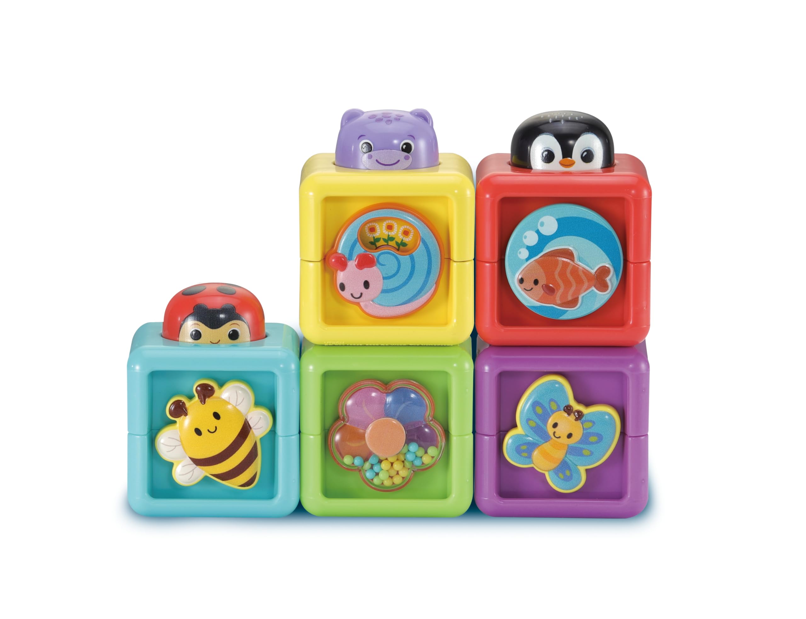 VTech Baby Pop-a-Blocks, Animal Blocks, Cause & Effect Play, Develops Gross Motor Skills, Sensory & Tactile Development, Gift for Ages 6, 9, 12 Months+, English Version
