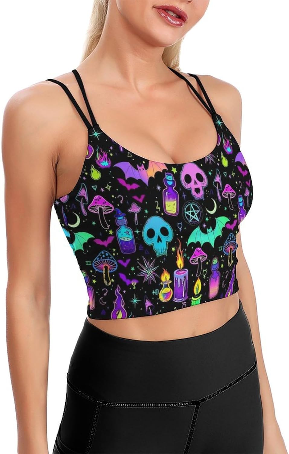 Women's Quick Dry Sports Bras, No Wire Yoga Tank Top with Chest Pad, Camisole