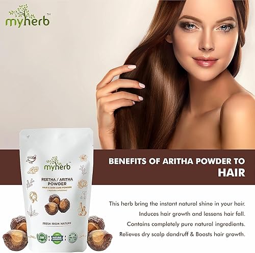 Miniatura 2 de ArithaReetha (Sapindus Trifoliatus) en polvo orgánico 100% puro  227 Gm0.5 lbs  Fórmula ayurvédica  para el cuidado de la cara, la piel y el cabello