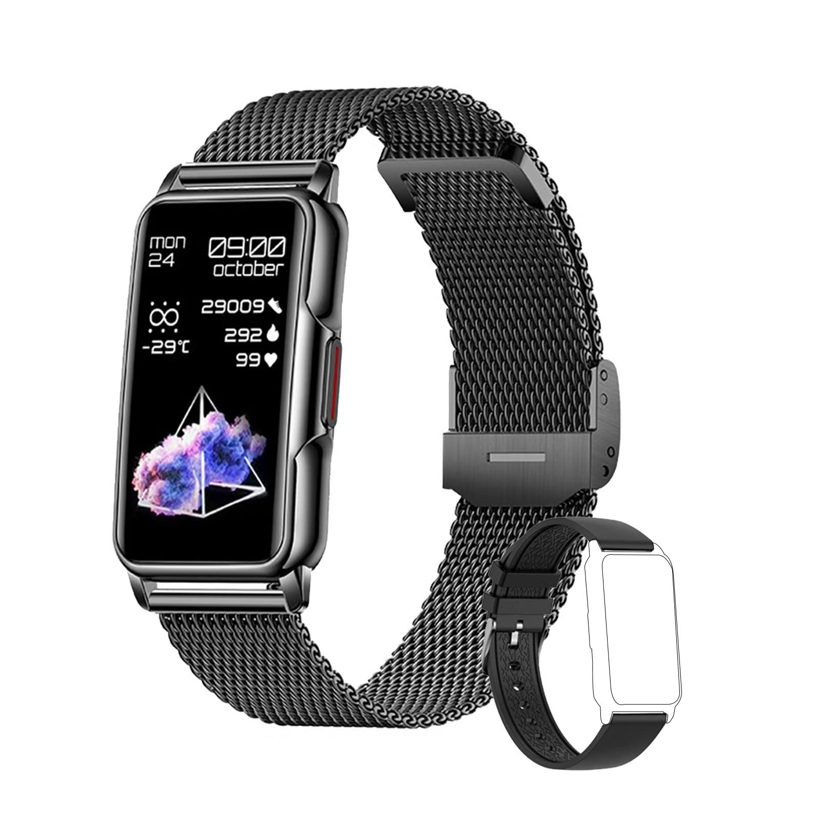 FORSINING Smartwatch, Fitnessuhr mit Blutdruck- und Herzfrequenzmessung für iOS und Android, 3,7 cm (1,44 Zoll) Touchscreen, Herren-Smartwatch, IP67 wasserdicht, Schwarz