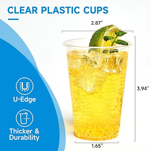 Miniatura 2 de RACETOP Paquete de 500 vasos de plástico desechables de 9 onzas, vasos de plástico transparente, a granel, transparentes para bodas, Acción de
