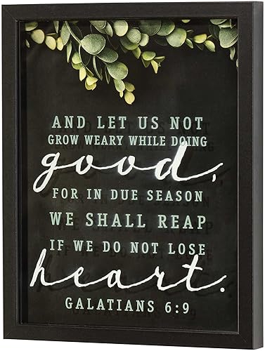 Dicksons Let Us Not Grow Weary Marco decorativo de pared y mesa de MDF de 12 x 15 pulgadas, color negro