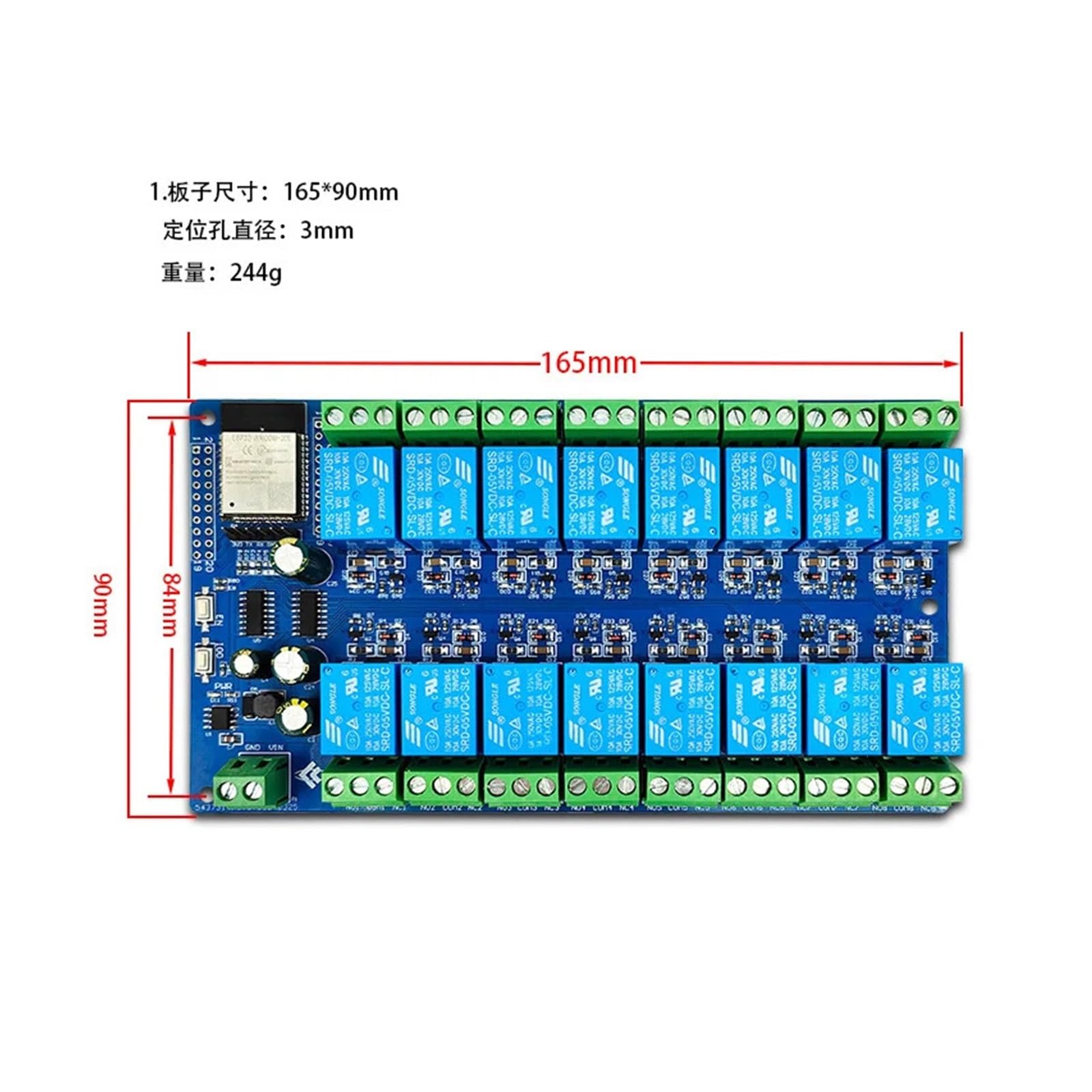 Modulo relè PLC Alimentatore DC5V ESP32 Scheda di sviluppo modulo relè a 16 canali ESP32