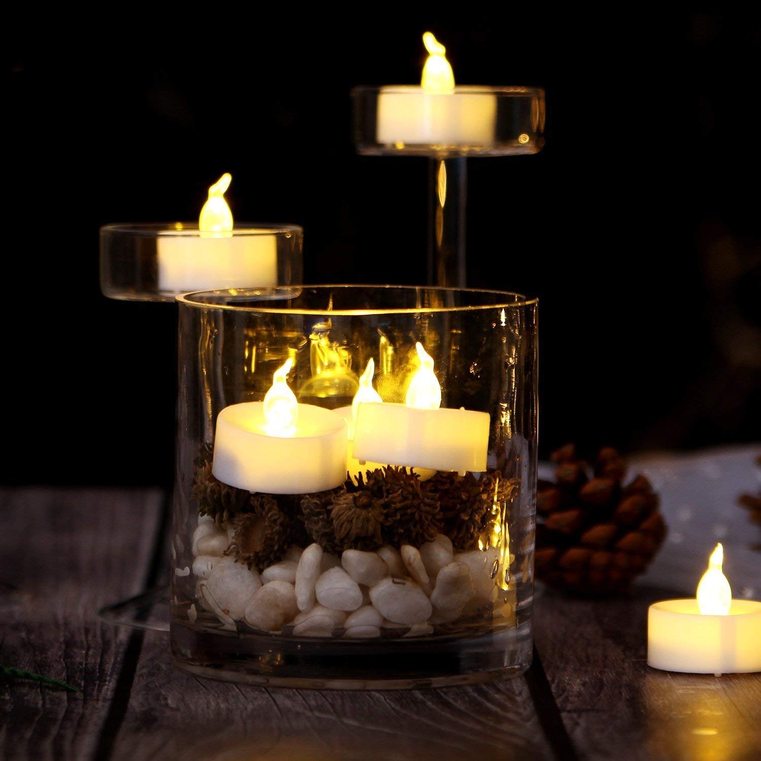24 Candele LED Senza Fiamma - Luci Tea Light Bianco Caldo, Batteria CR2032, Per Matrimoni, Casa, Decorazioni