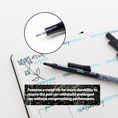 Miniatura 5 de BAZIC Skylar - Bolígrafo de punta fina de 0.016 in, tinta negra, notas de diario para escritura gráfica, oficina, escuela, 4 unidades, paquete de 4