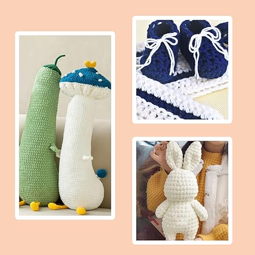 Miniatura 44 de Hilo de 1.76 x 1.76 onzas para tejer y tejer, hilo de algodón fácil de ganchillo para principiantes, con costuras fáciles de ver, peso peinado medio