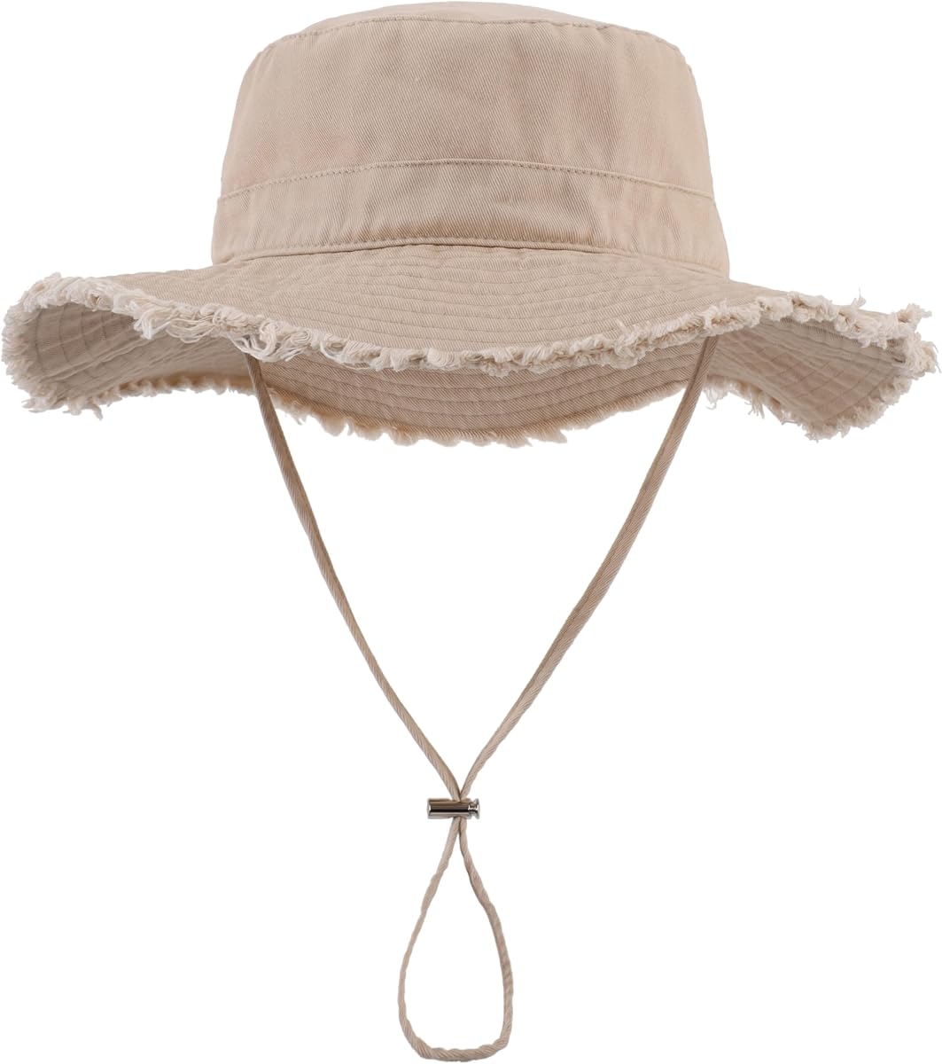 Womens Cotton Sun Hat Floppy Wide Brim Bucket Hat Foldable Gardening Hat Breathable Summer Travel Beach Hat UPF50+